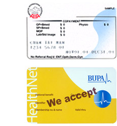接受 AIA/Bupa 醫療咭及保險